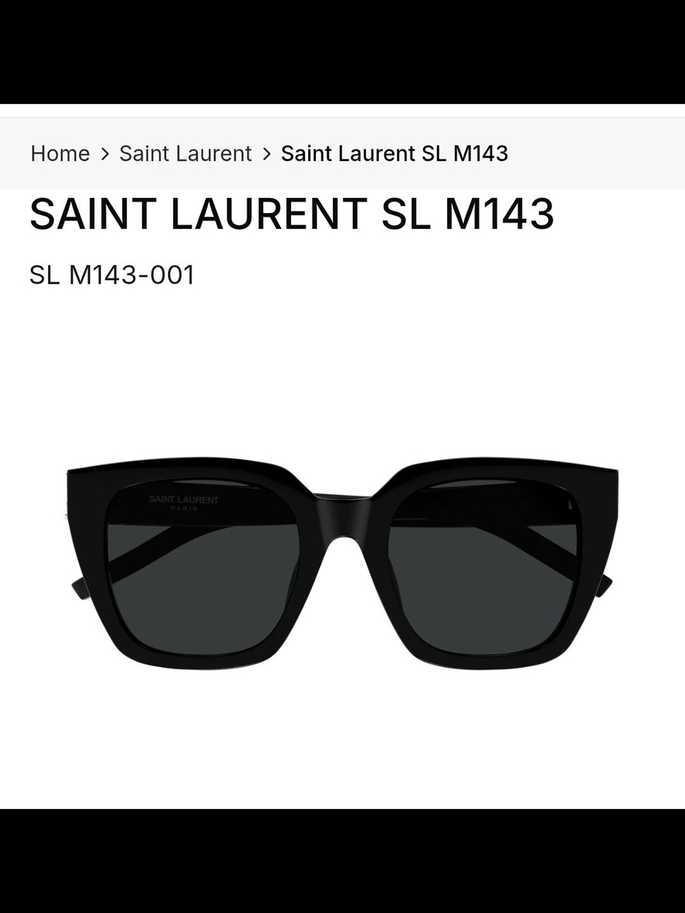 Saint Laurent SL M143 Black Square Sunglasses